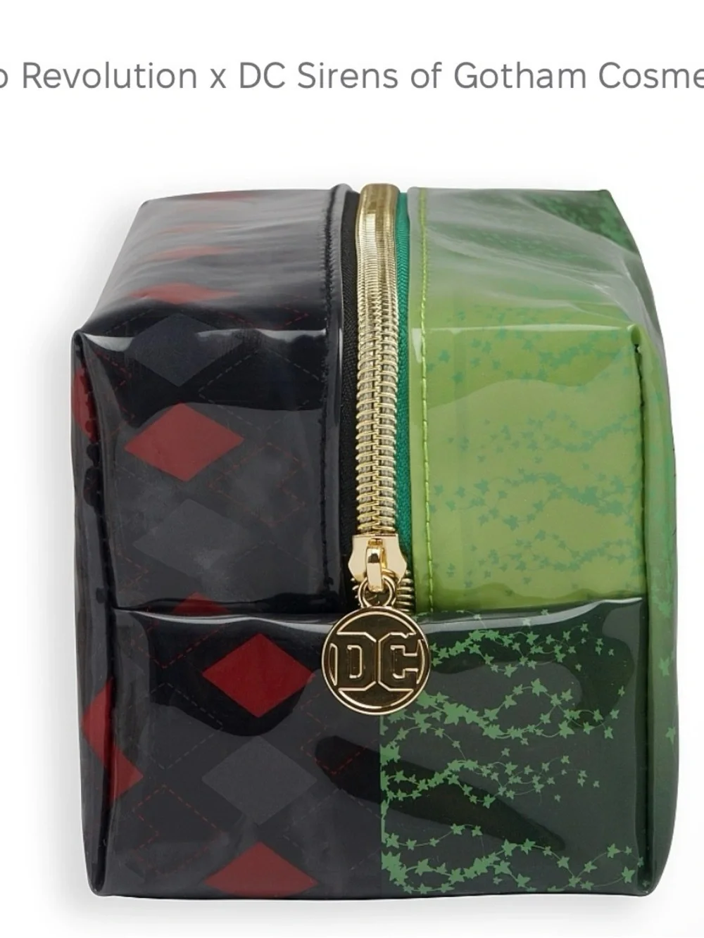 Revolution x DC Harley Quinn & Poison Ivy Cosmetic Bag Set - Black & Green NEW